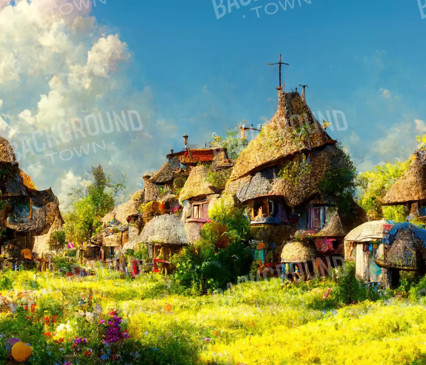 Village Life 3 12X10 Ultracloth ( 144 X 120 Inch ) Backdrop