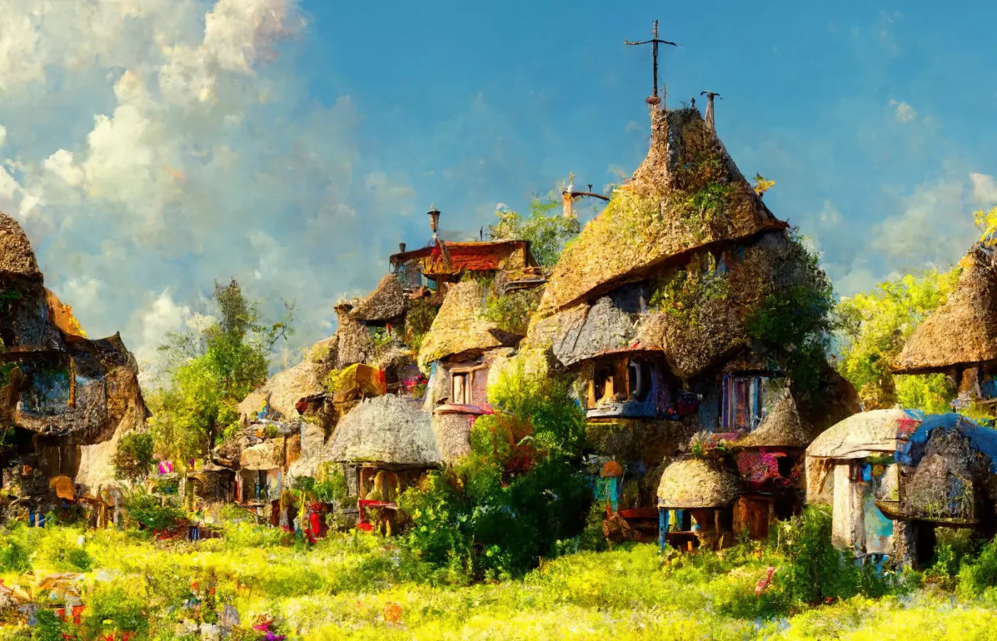 Village Life 3 12X8 Ultracloth ( 144 X 96 Inch ) Backdrop