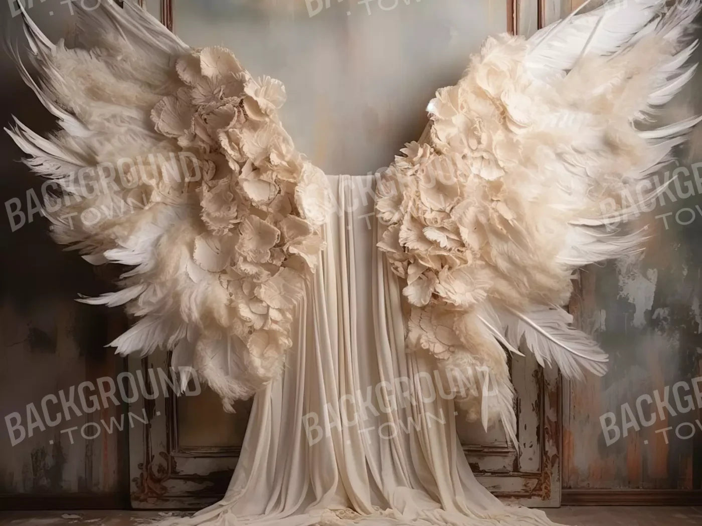 Vintage Angel Wings 8’X6’ Fleece (96 X 72 Inch) Backdrop