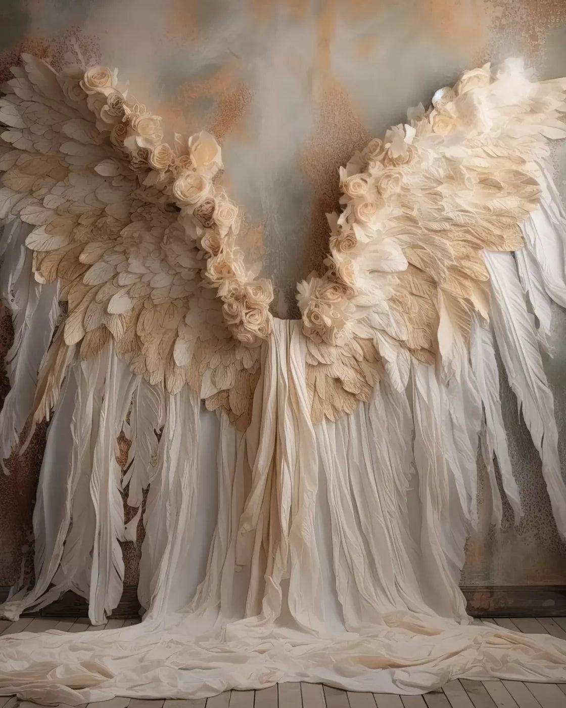 Vintage Angel Wings Ii 8’X10’ Fleece (96 X 120 Inch) Backdrop