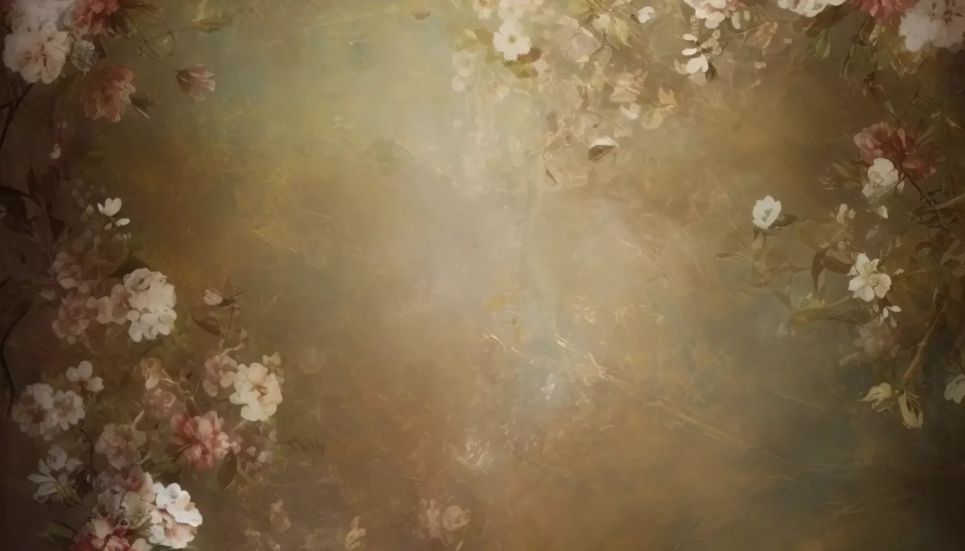 Vintage Brown Floral 1 14’X8’ Ultracloth (168 X 96 Inch) Backdrop