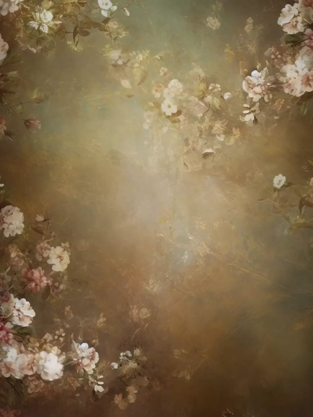 Vintage Brown Floral 1 5’X6’8 Fleece (60 X 80 Inch) Backdrop