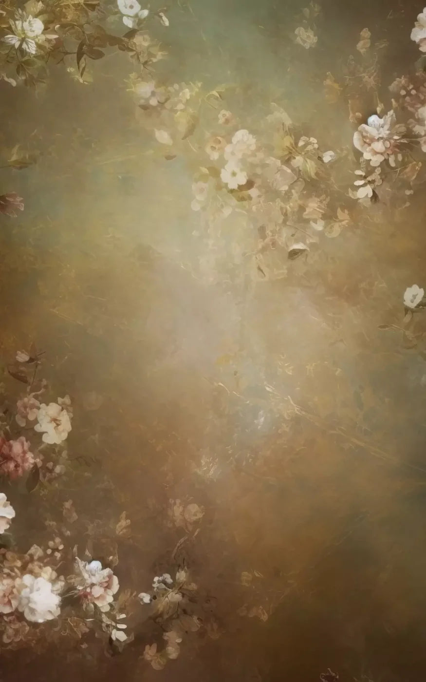Vintage Brown Floral 1 5’X8’ Ultracloth (60 X 96 Inch) Backdrop