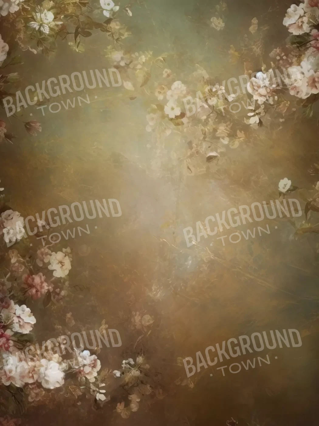 Vintage Brown Floral 1 6’X8’ Fleece (72 X 96 Inch) Backdrop