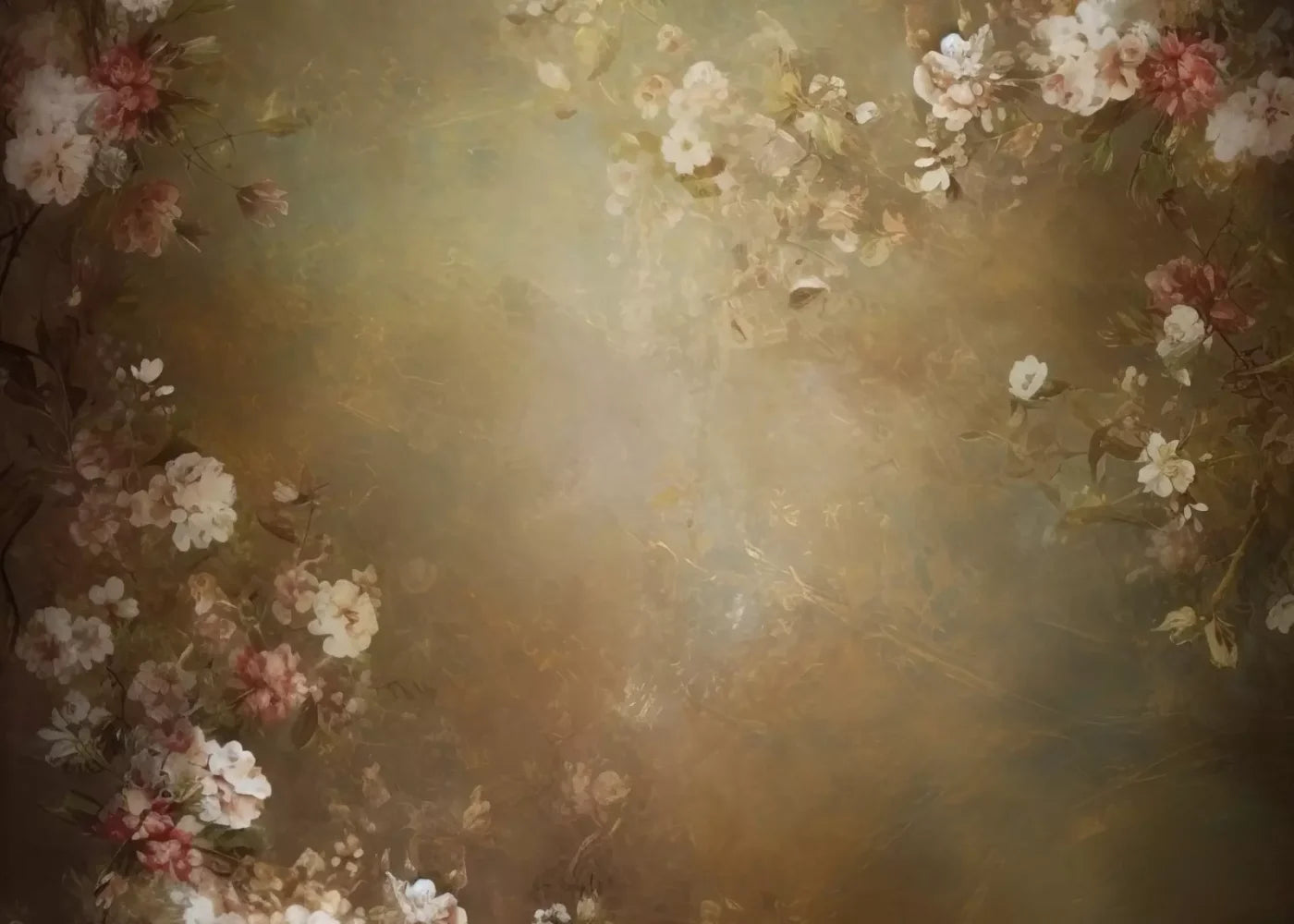 Vintage Brown Floral 1 7’X5’ Ultracloth (84 X 60 Inch) Backdrop