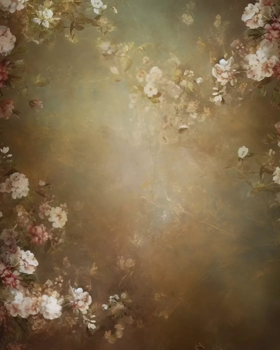 Vintage Brown Floral 1 8’X10’ Fleece (96 X 120 Inch) Backdrop