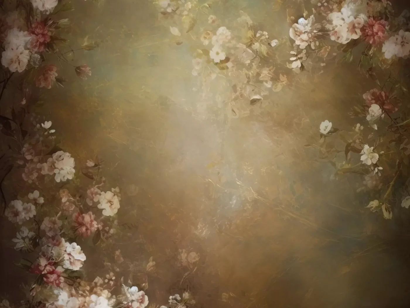Vintage Brown Floral 1 8’X6’ Fleece (96 X 72 Inch) Backdrop