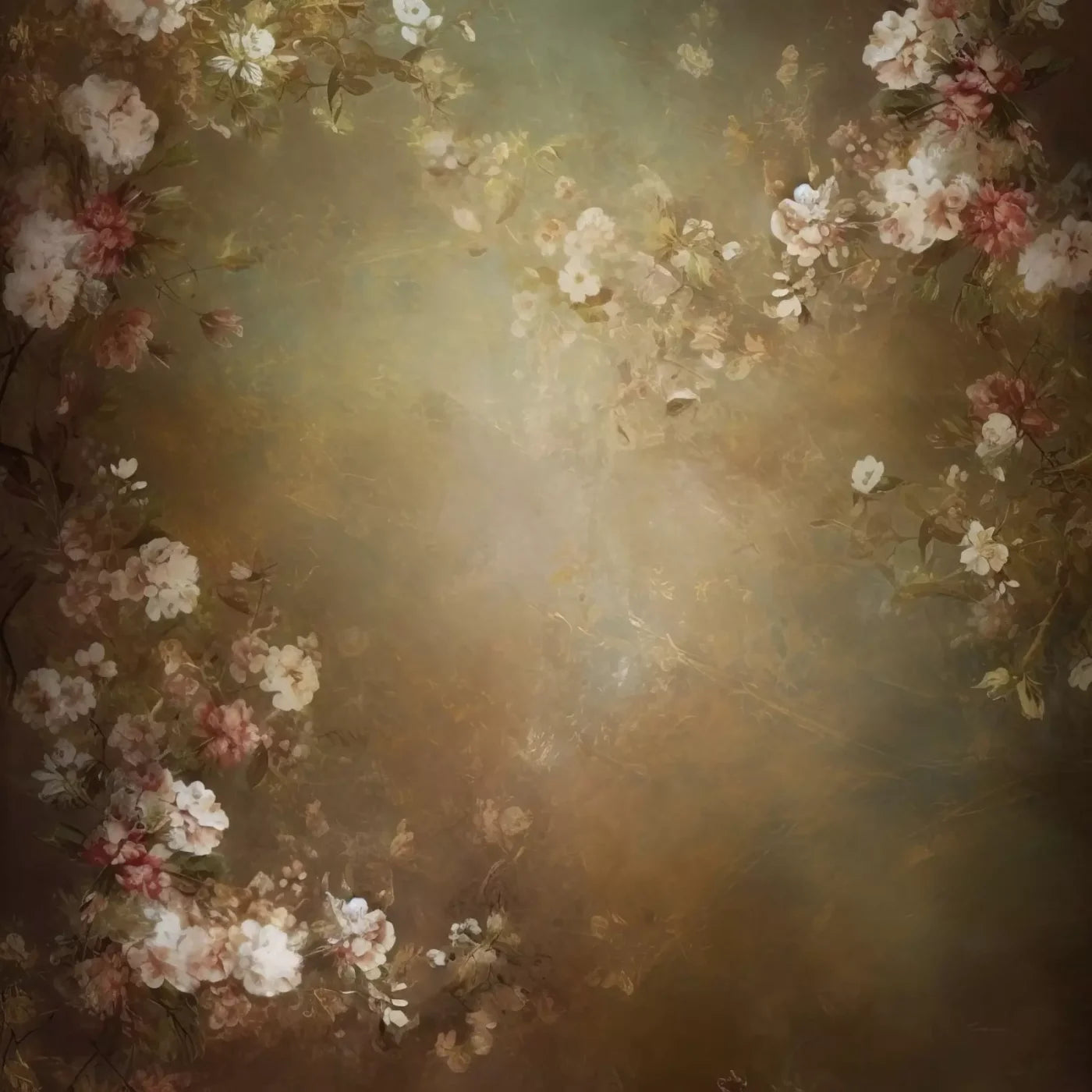 Vintage Brown Floral 1 8’X8’ Fleece (96 X Inch) Backdrop