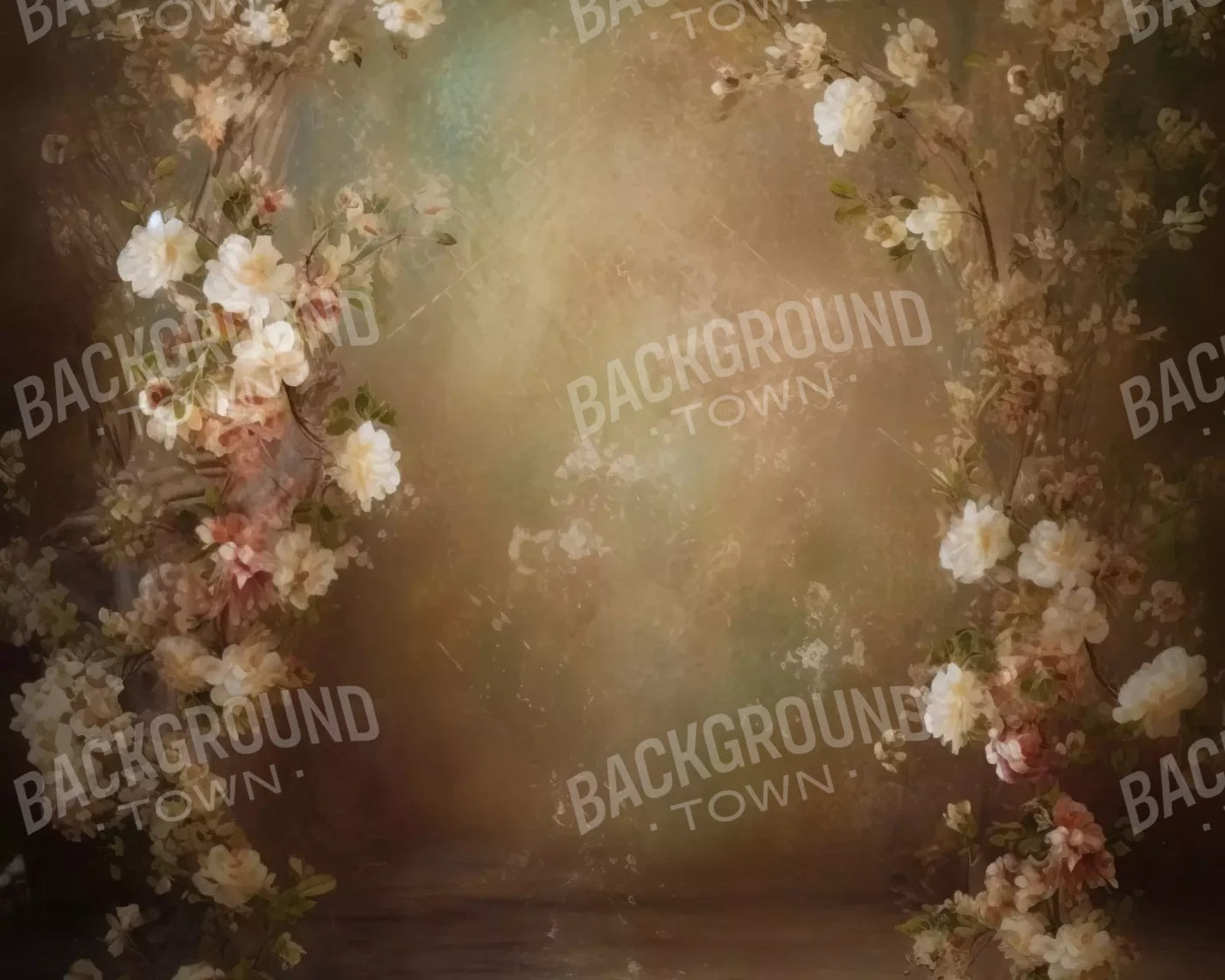 Vintage Brown Floral 2 10’X8’ Fleece (120 X 96 Inch) Backdrop