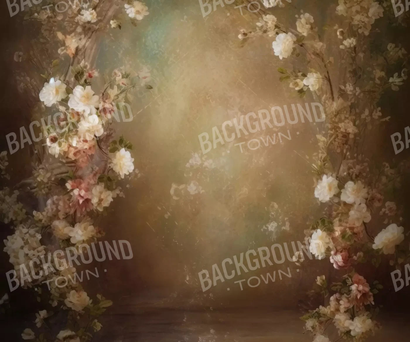 Vintage Brown Floral 2 5’X4’2 Fleece (60 X 50 Inch) Backdrop