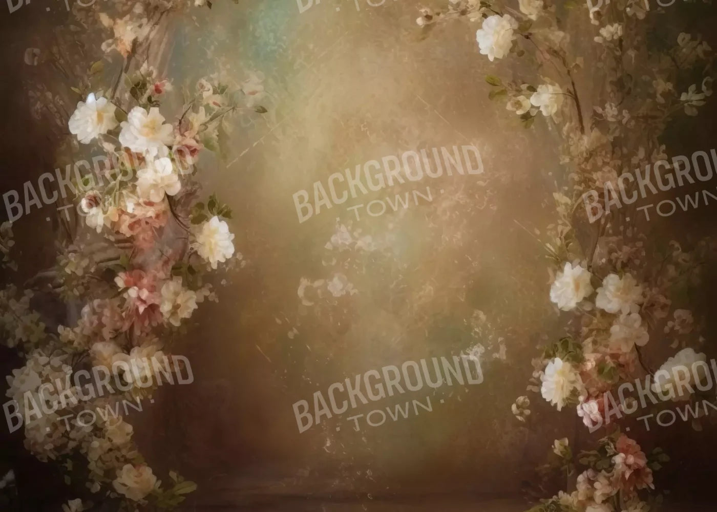Vintage Brown Floral 2 7’X5’ Ultracloth (84 X 60 Inch) Backdrop