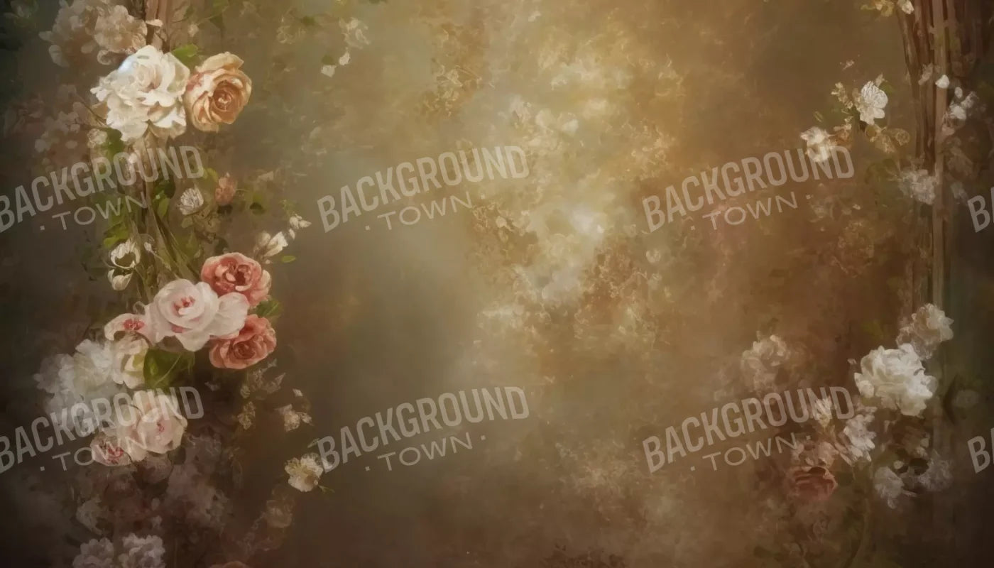 Vintage Brown Floral 3 14’X8’ Ultracloth (168 X 96 Inch) Backdrop