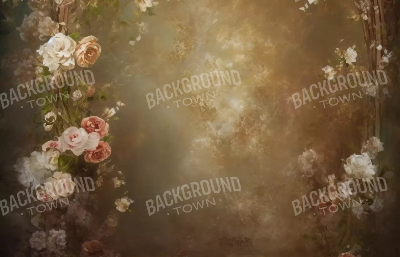 Vintage Brown Floral 3 14’X9’ Ultracloth (168 X 108 Inch) Backdrop