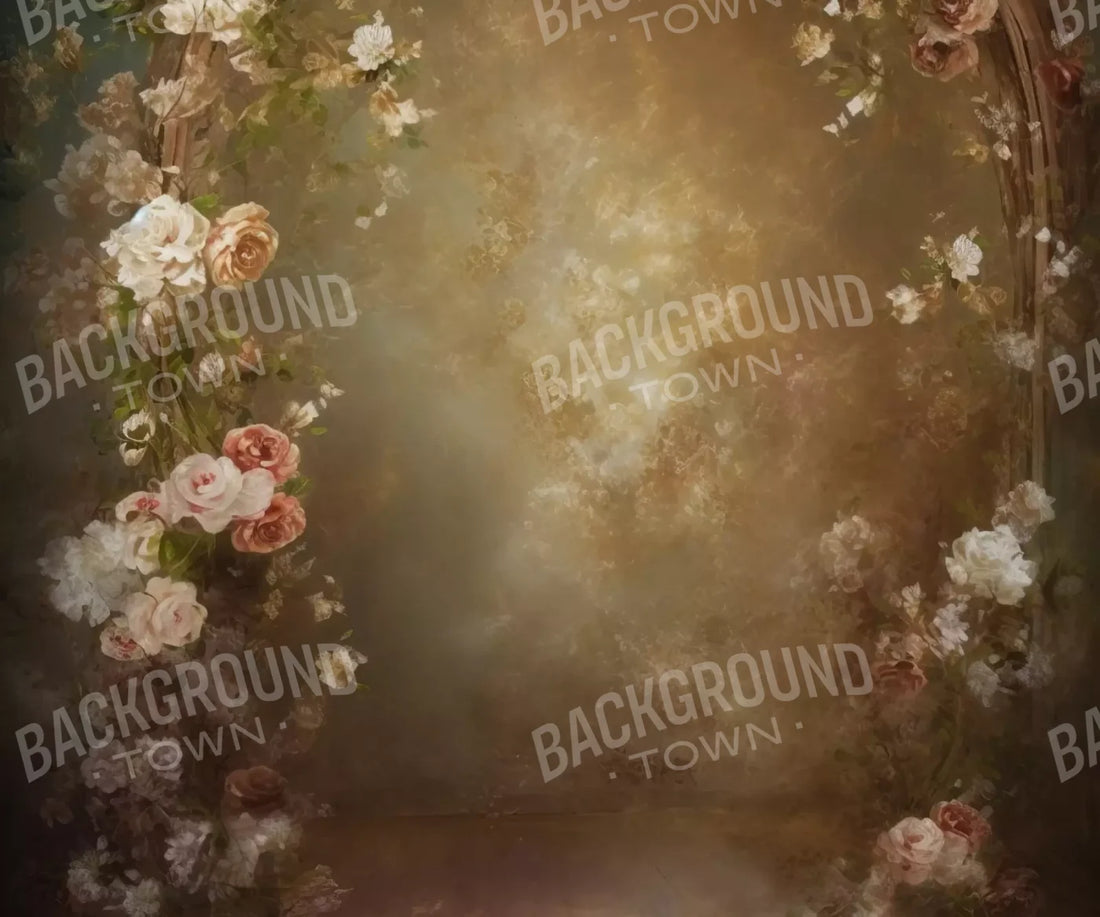 Vintage Brown Floral 3 5’X4’2 Fleece (60 X 50 Inch) Backdrop