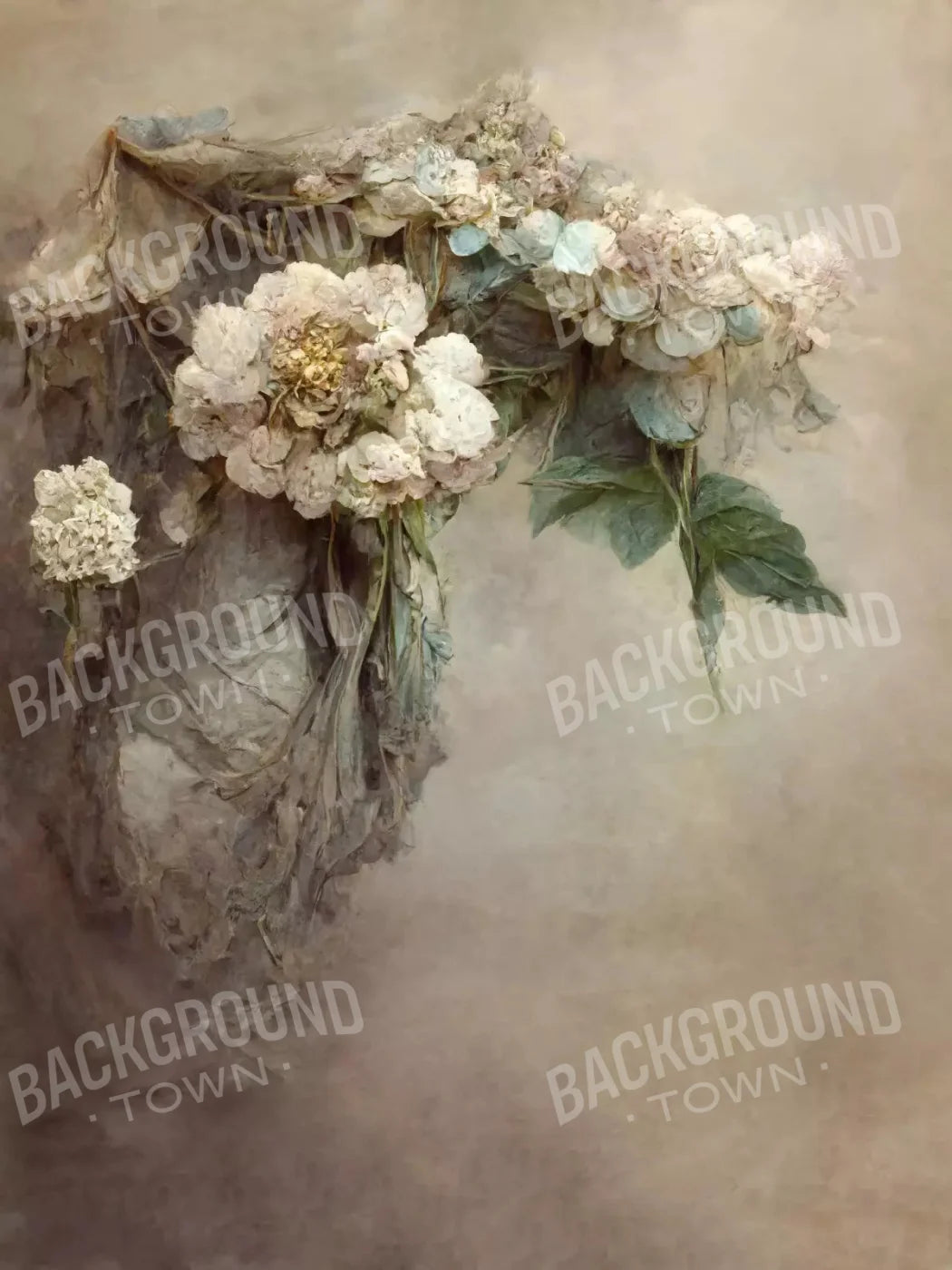 Vintage Floral 1 5X68 Fleece ( 60 X 80 Inch ) Backdrop