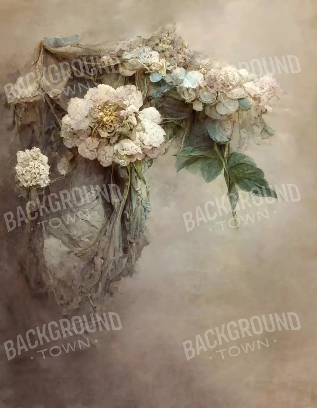 Vintage Floral 1 6X8 Fleece ( 72 X 96 Inch ) Backdrop