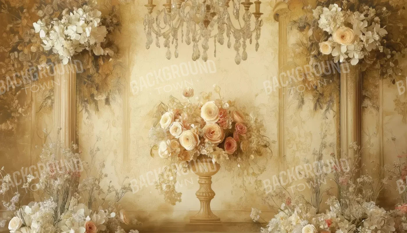 Vintage Flowers On Pedestals 14’x8’ UltraCloth (168 x 96 inch) Backdrop