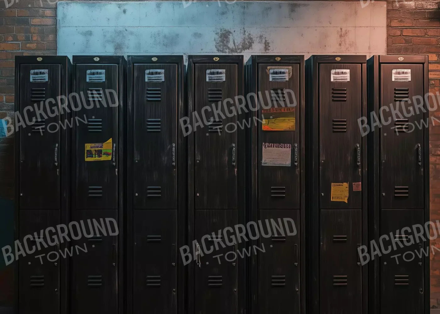 Vintage Gym Lockers 7’X5’ Ultracloth (84 X 60 Inch) Backdrop