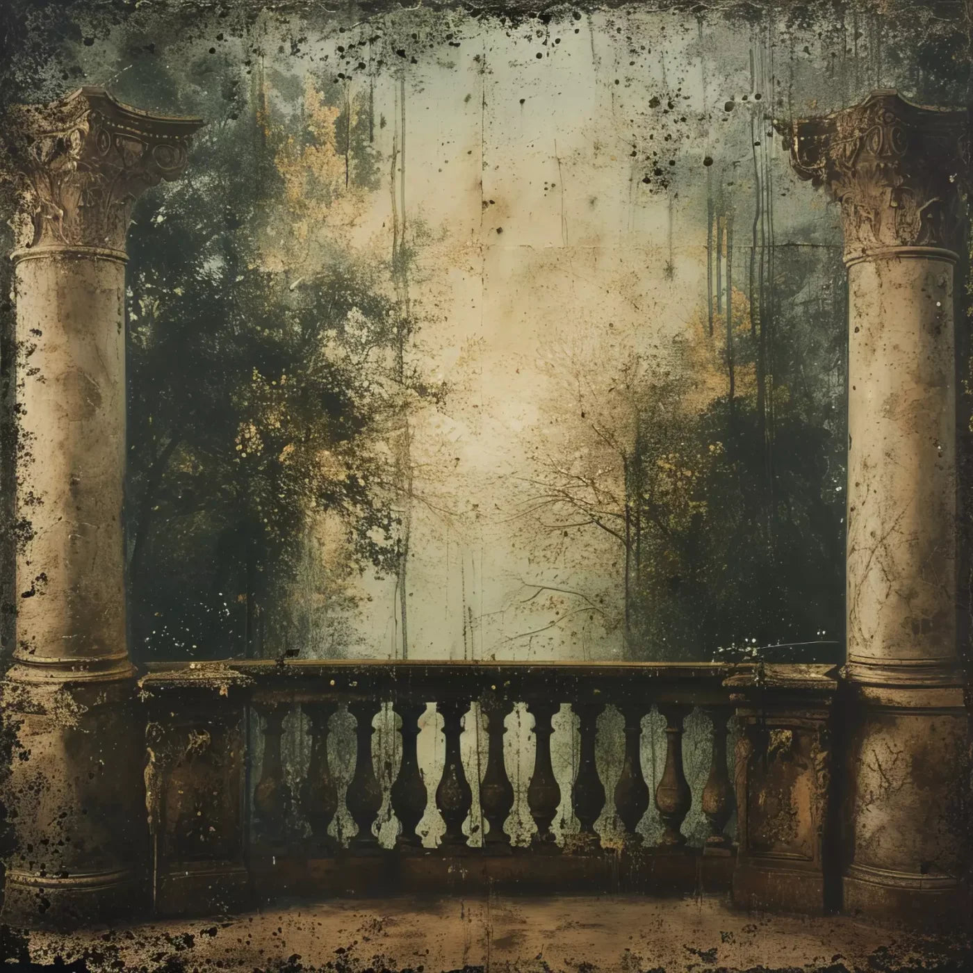 Vintage Overlooking Balcony 10’x10’ UltraCloth (120 x 120 inch) Backdrop