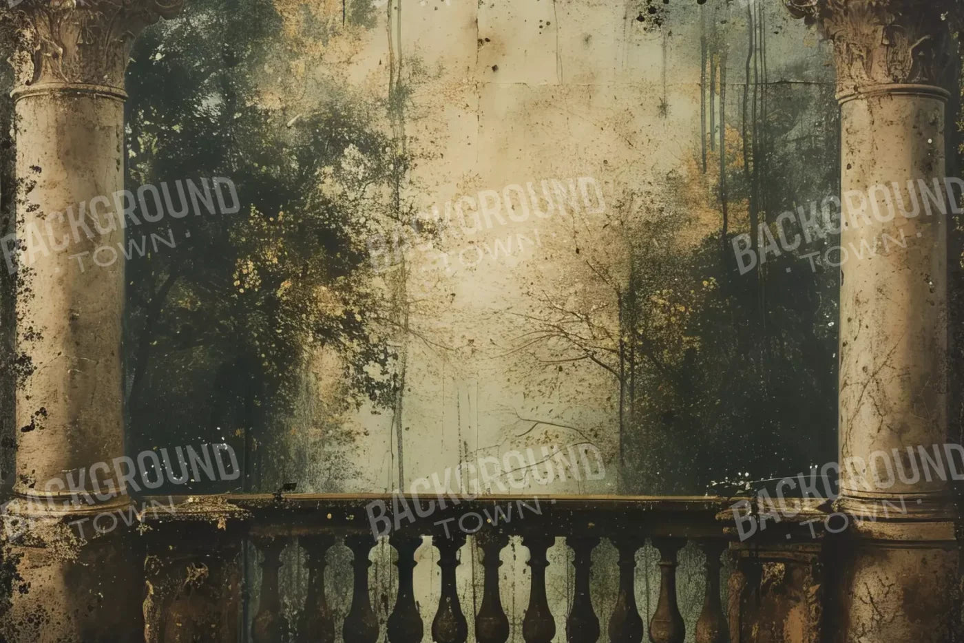 Vintage Overlooking Balcony 12’x8’ UltraCloth (144 x 96 inch) Backdrop