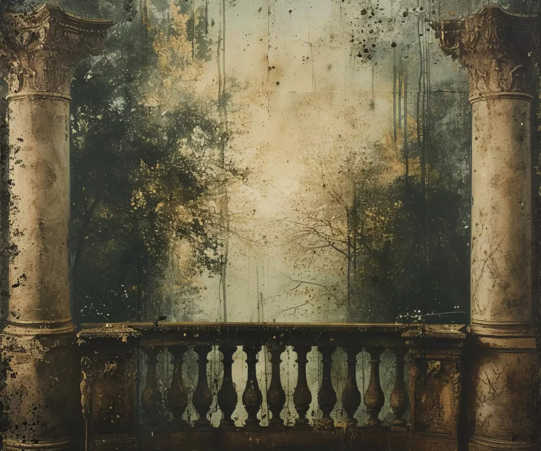 Vintage Overlooking Balcony 5’x4’2 Fleece (60 x 50 inch) Backdrop