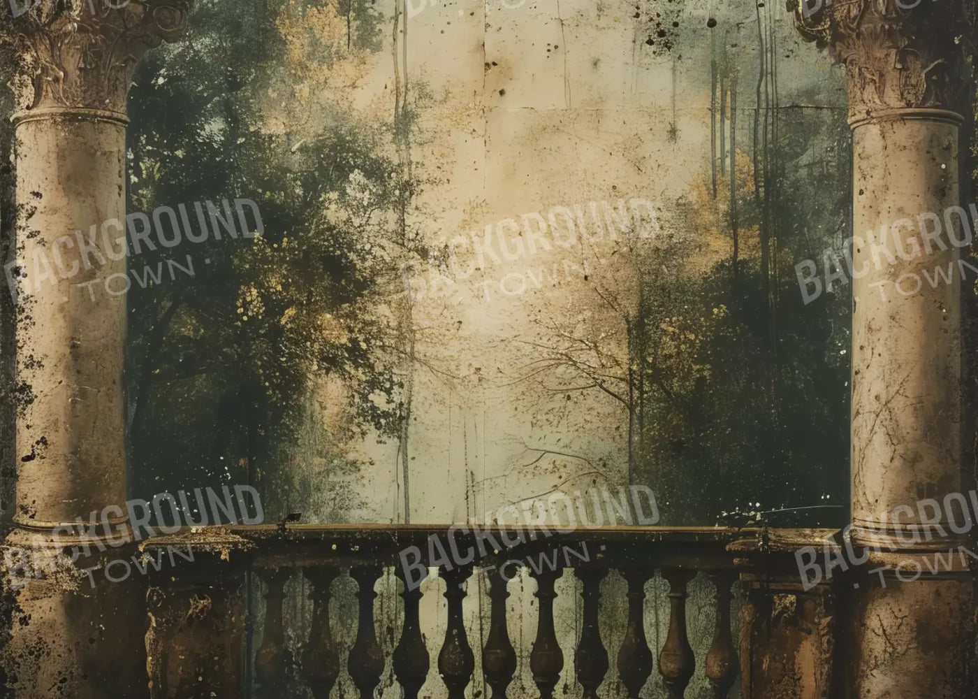 Vintage Overlooking Balcony 7’x5’ UltraCloth (84 x 60 inch) Backdrop