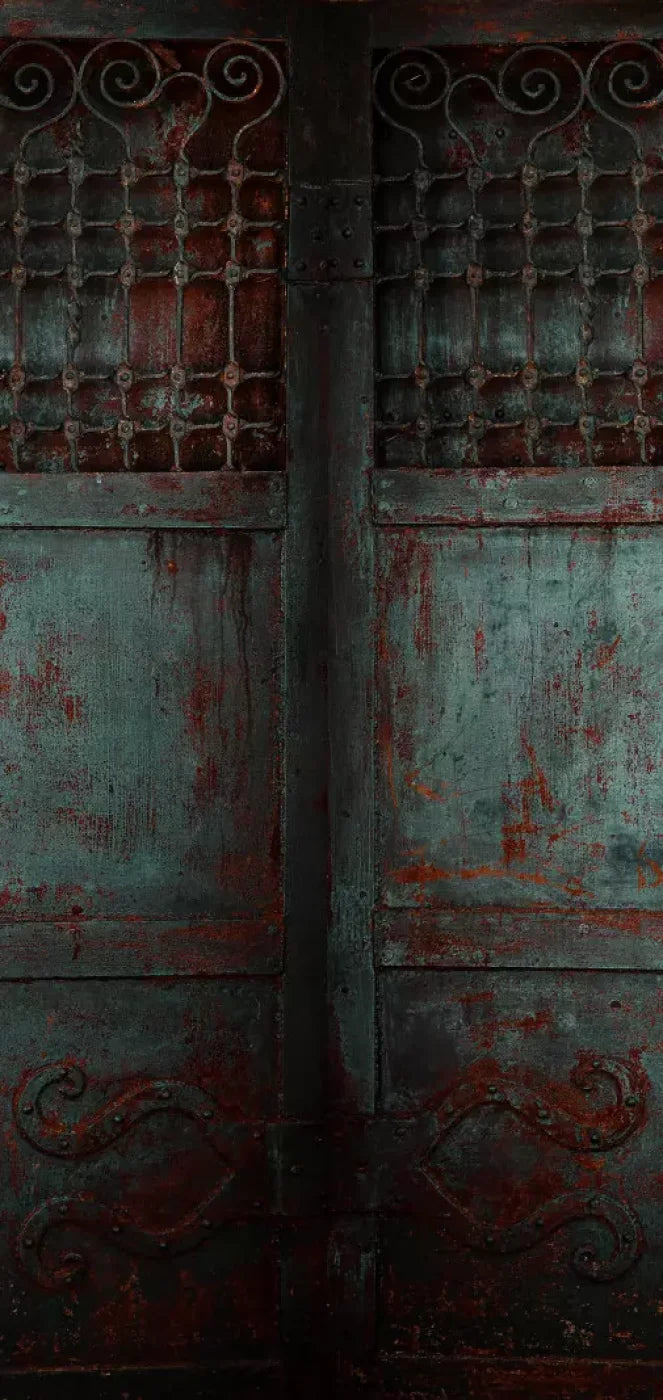 Vintage Teal Doors 8X16 Ultracloth ( 96 X 192 Inch ) Backdrop