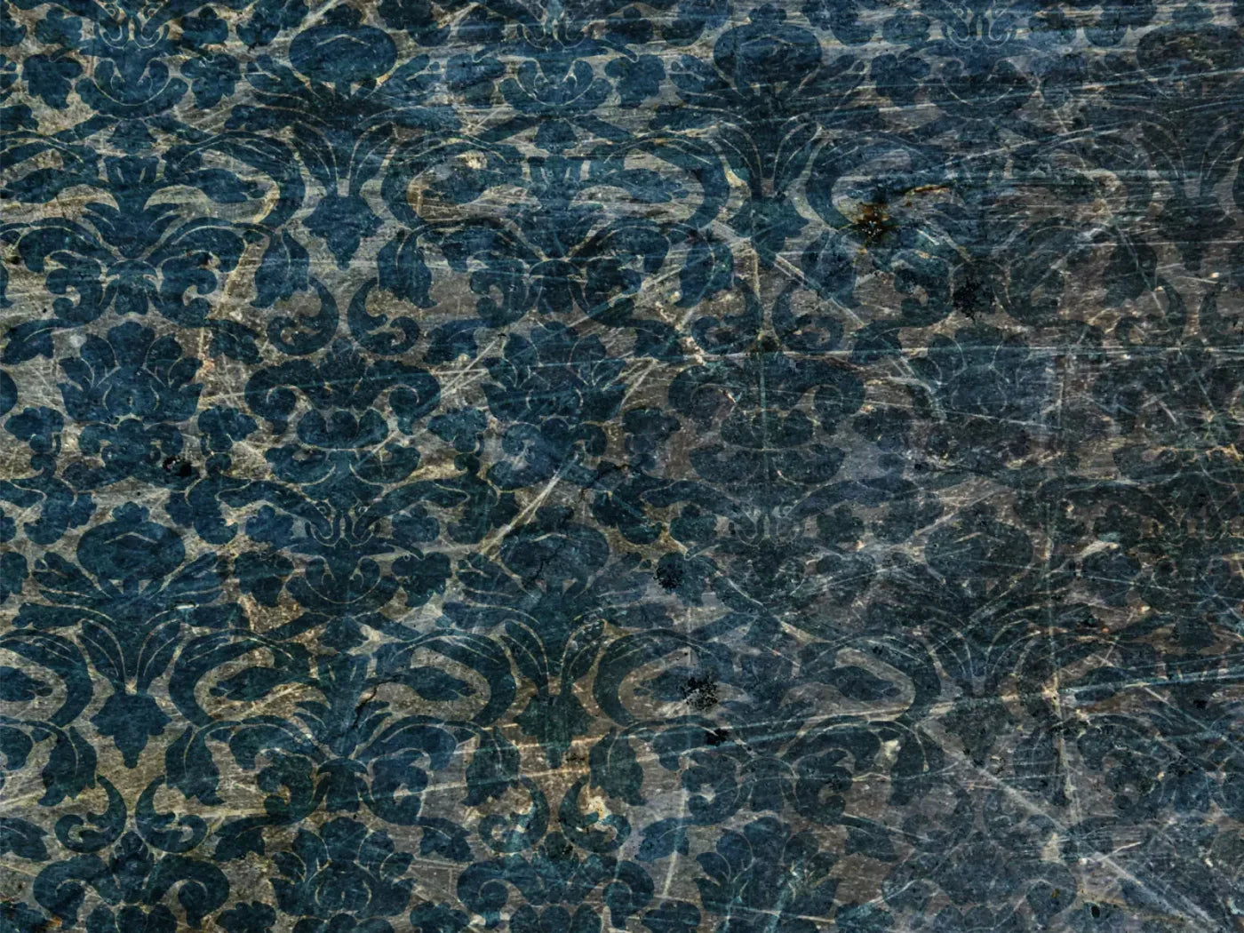 Vintage Wallpaper Blue 10X8 Fleece ( 120 X 96 Inch ) Backdrop
