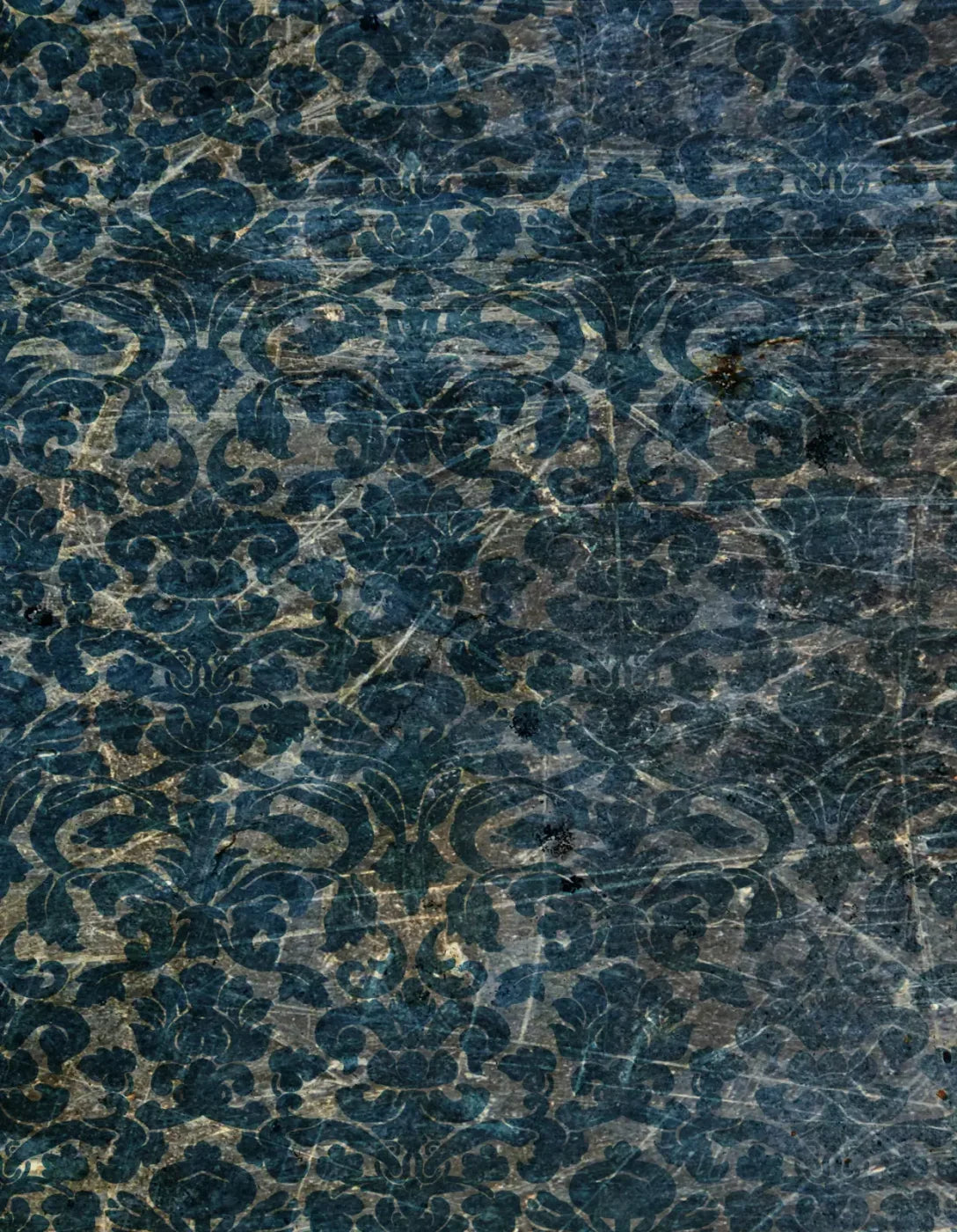 Vintage Wallpaper Blue 6X8 Fleece ( 72 X 96 Inch ) Backdrop