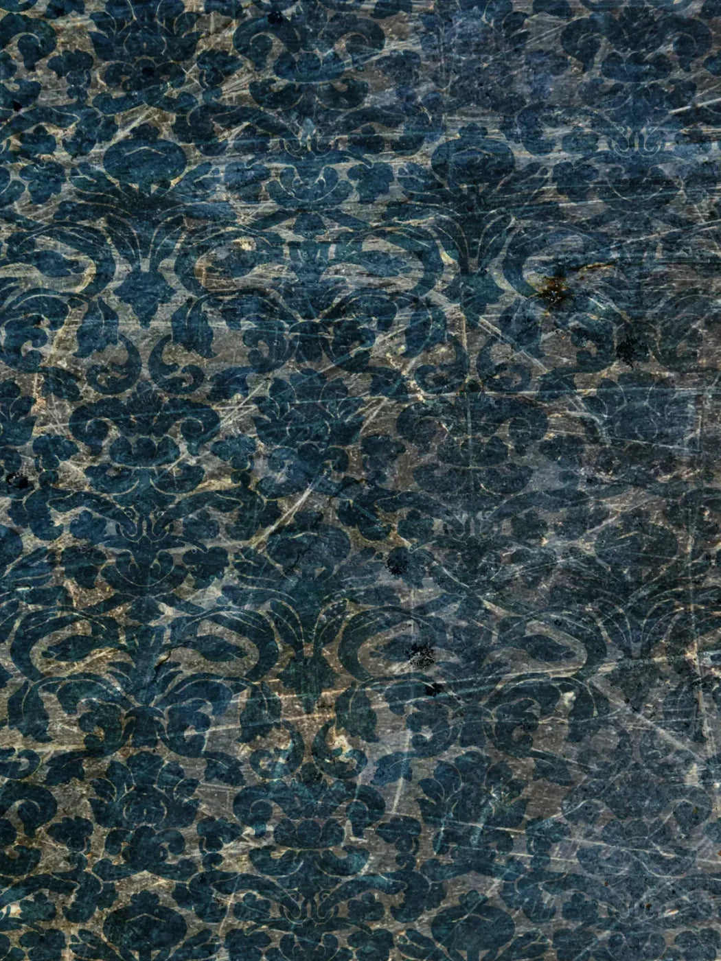 Vintage Wallpaper Blue 8X10 Fleece ( 96 X 120 Inch ) Backdrop