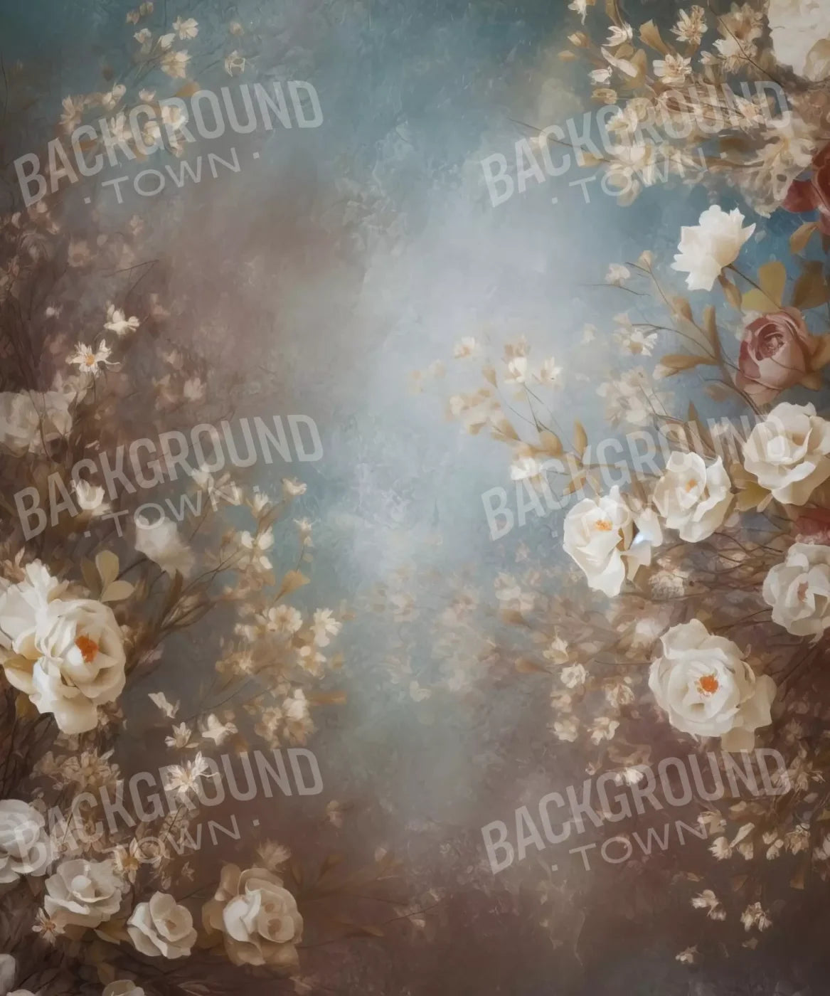 Vintage White Roses 10’X12’ Ultracloth (120 X 144 Inch) Backdrop