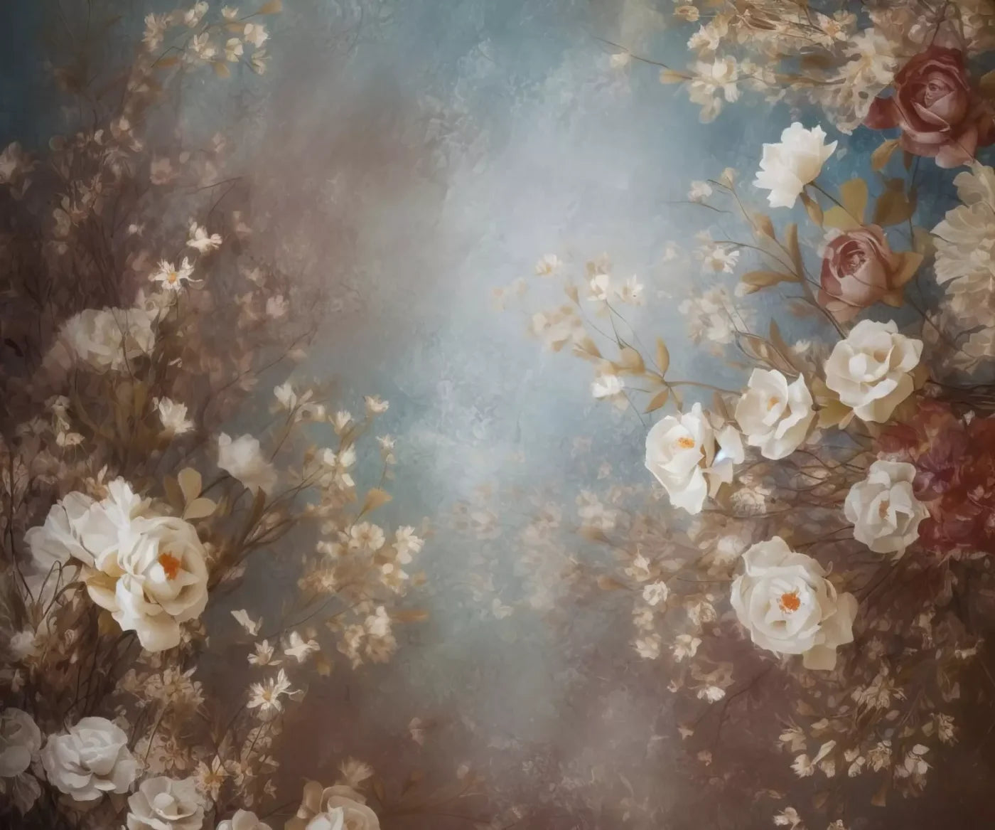 Vintage White Roses 12’X10’ Ultracloth (144 X 120 Inch) Backdrop