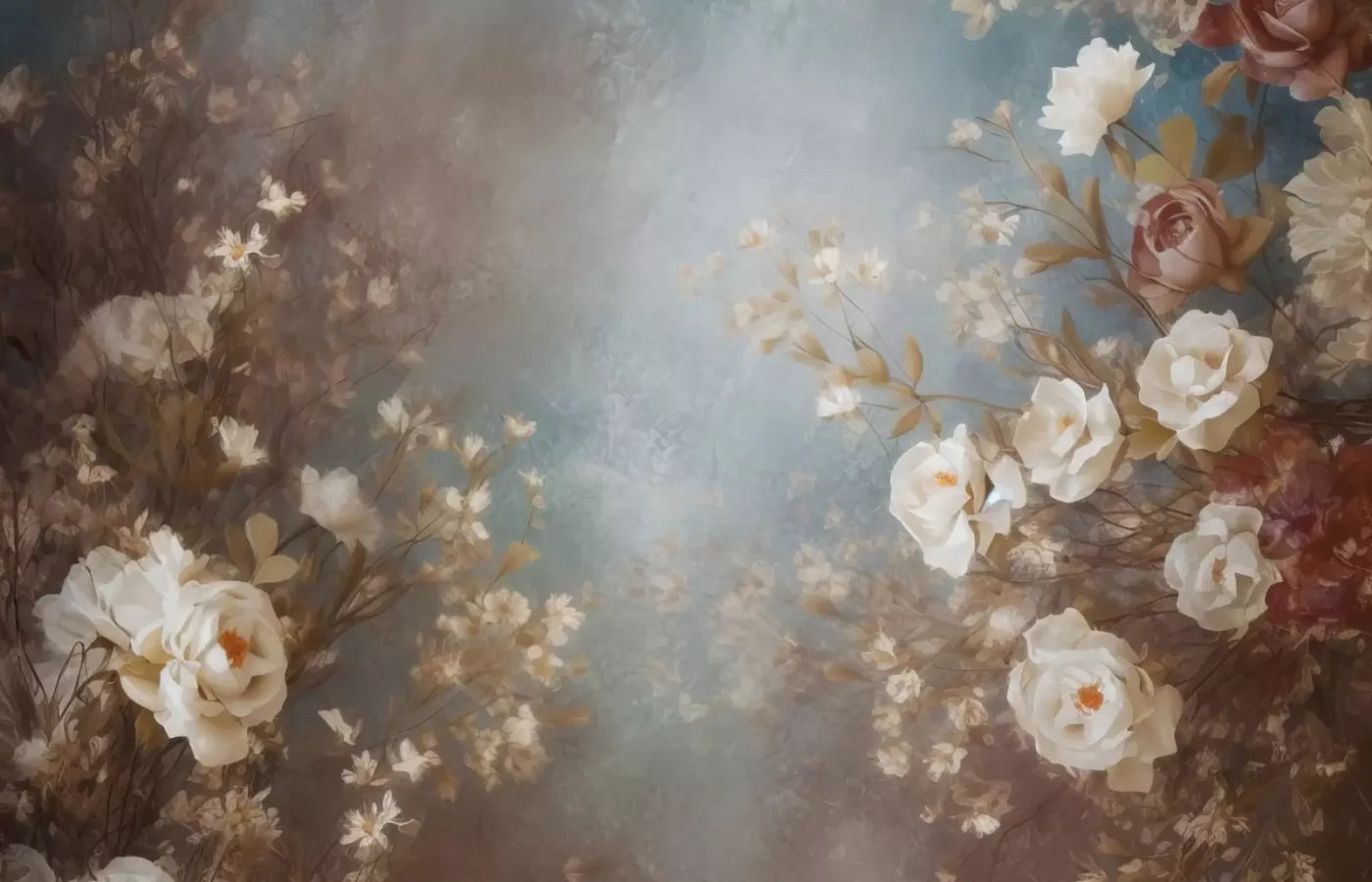 Vintage White Roses 14’X9’ Ultracloth (168 X 108 Inch) Backdrop