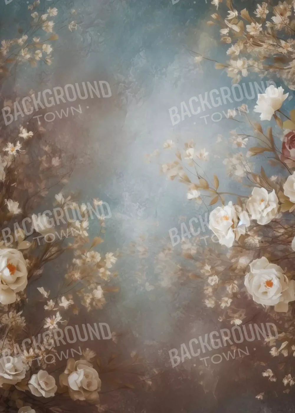 Vintage White Roses 5’X7’ Ultracloth (60 X 84 Inch) Backdrop