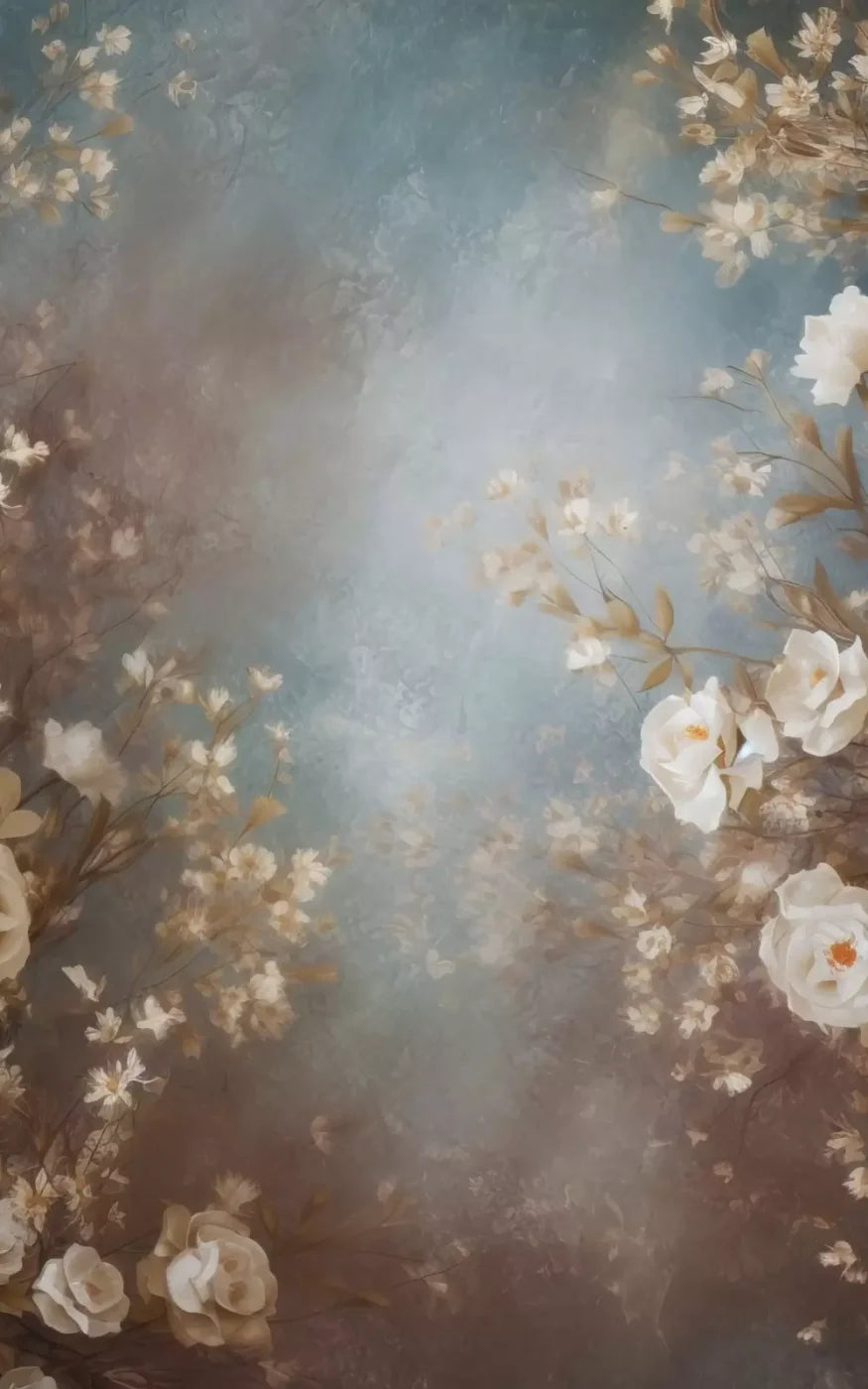 Vintage White Roses 5’X8’ Ultracloth (60 X 96 Inch) Backdrop