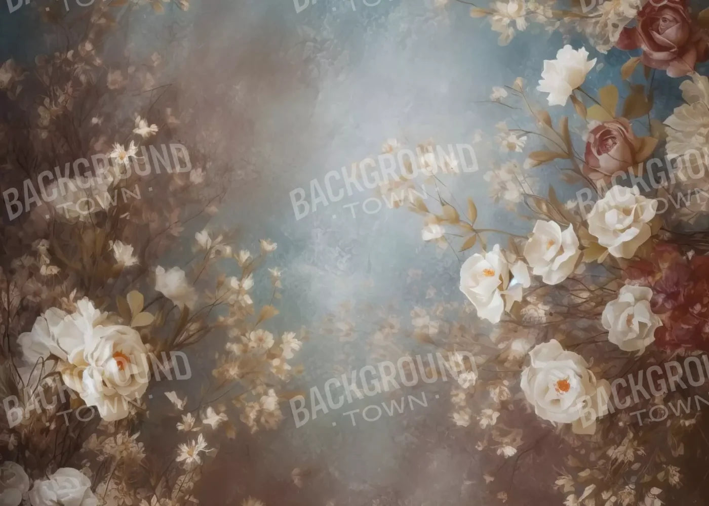 Vintage White Roses 7’X5’ Ultracloth (84 X 60 Inch) Backdrop