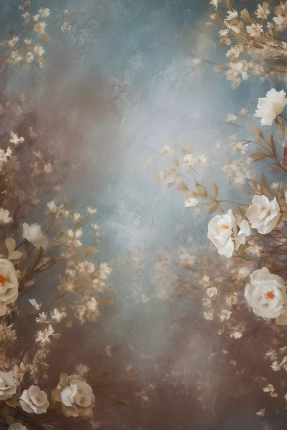 Vintage White Roses 8’X12’ Ultracloth (96 X 144 Inch) Backdrop