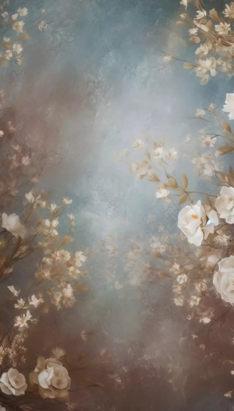 Vintage White Roses 8’X14’ Ultracloth (96 X 168 Inch) Backdrop