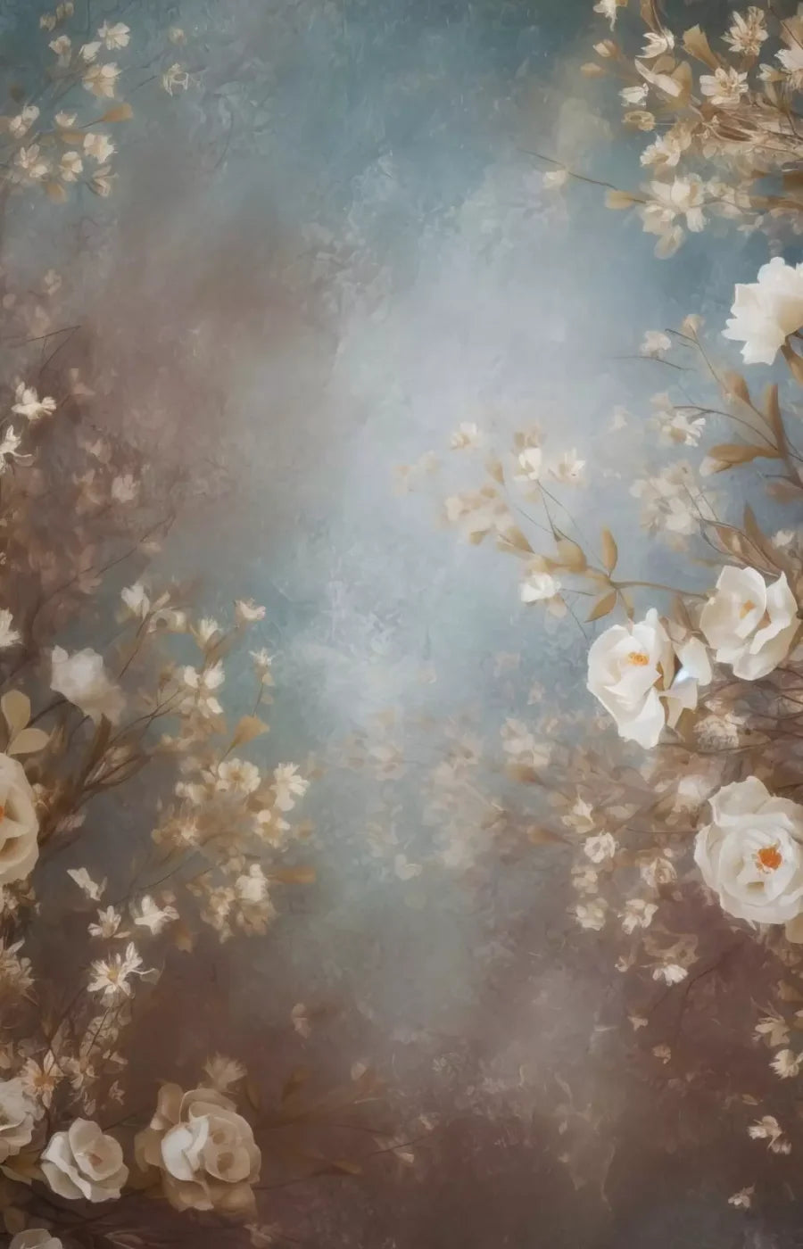 Vintage White Roses 9’X14’ Ultracloth (108 X 168 Inch) Backdrop