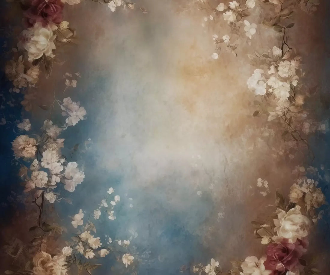 Vintage White Roses Ii 5’X4’2 Fleece (60 X 50 Inch) Backdrop