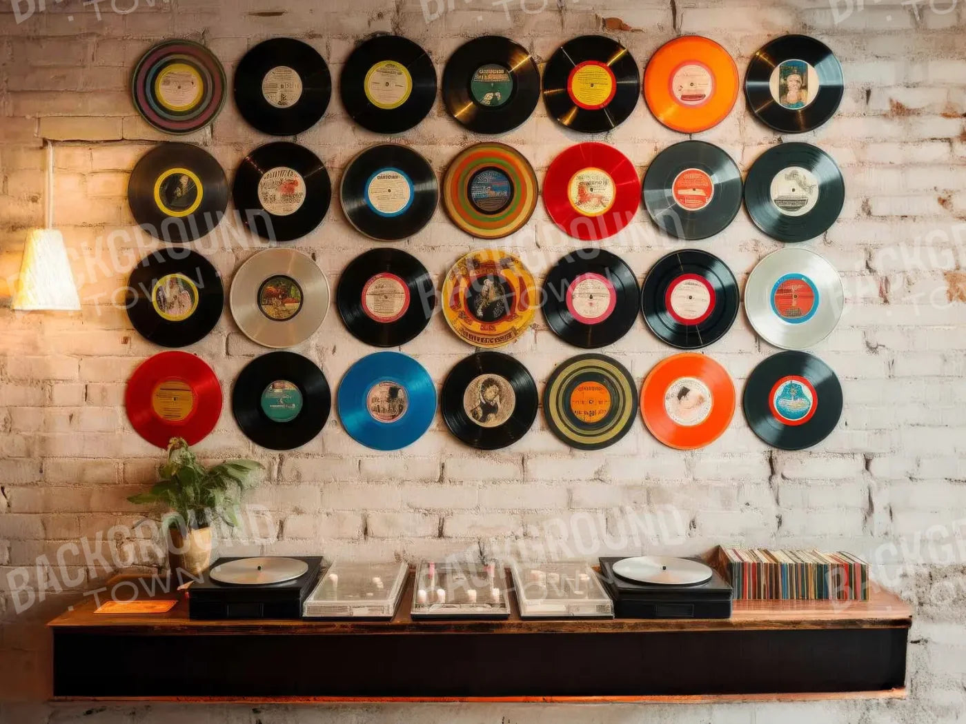 Vinyl Records 8’x6’ Fleece (96 x 72 inch) Backdrop