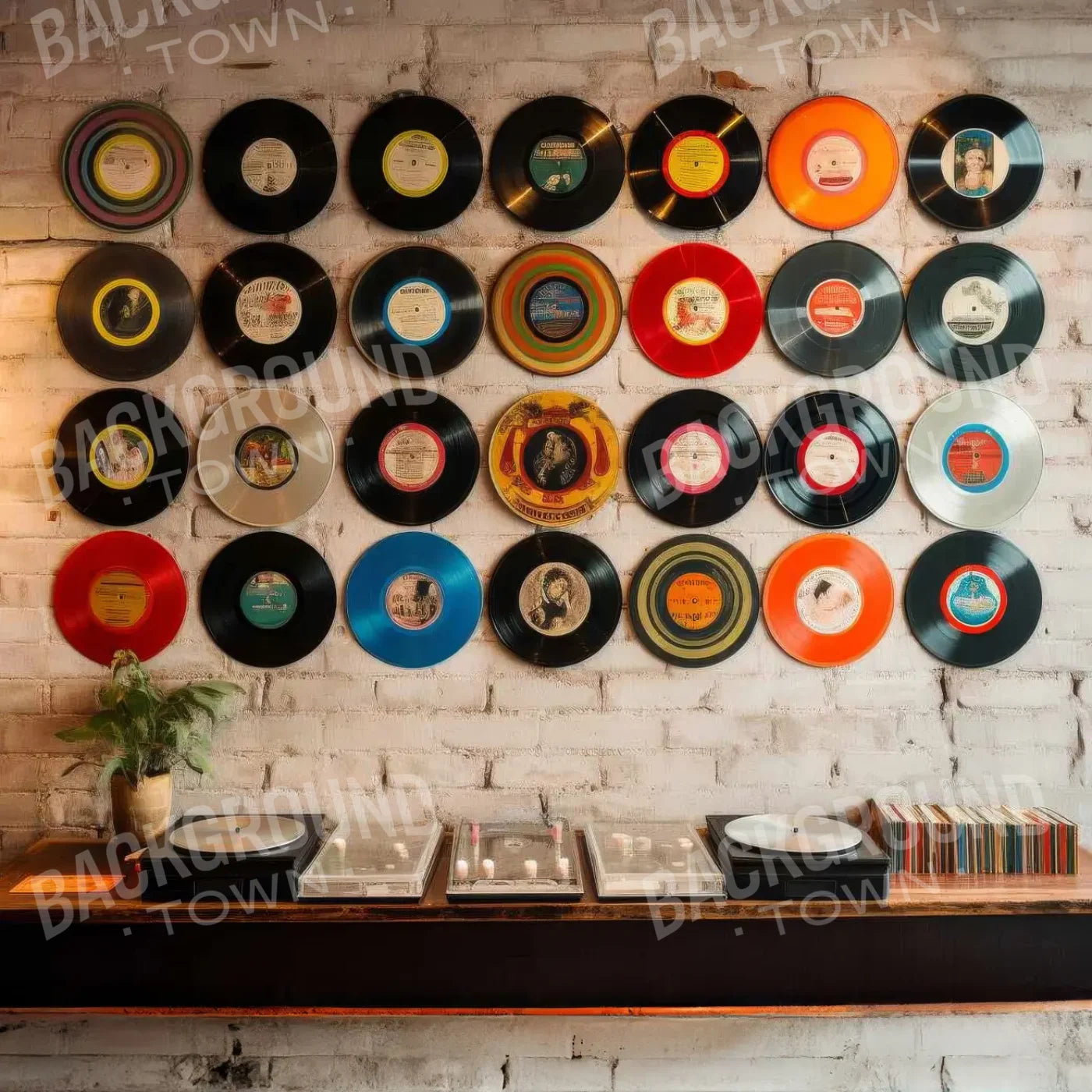 Vinyl Records 8’x8’ Fleece (96 x 96 inch) Backdrop