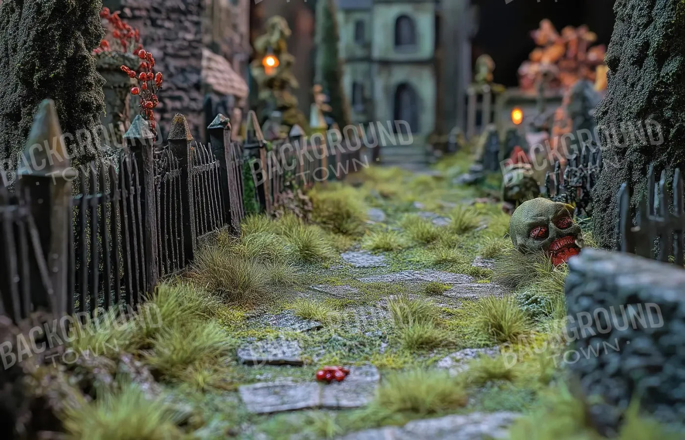 Walk Through Zombie Graveyard2 14’x9’ UltraCloth (168 x 108 inch) Backdrop
