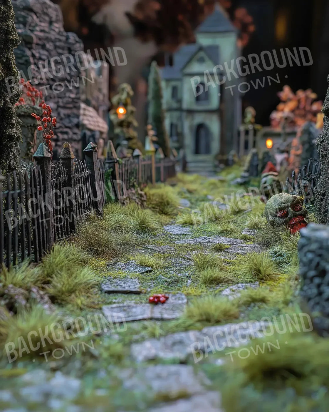 Walk Through Zombie Graveyard2 8’x10’ Fleece (96 x 120 inch) Backdrop