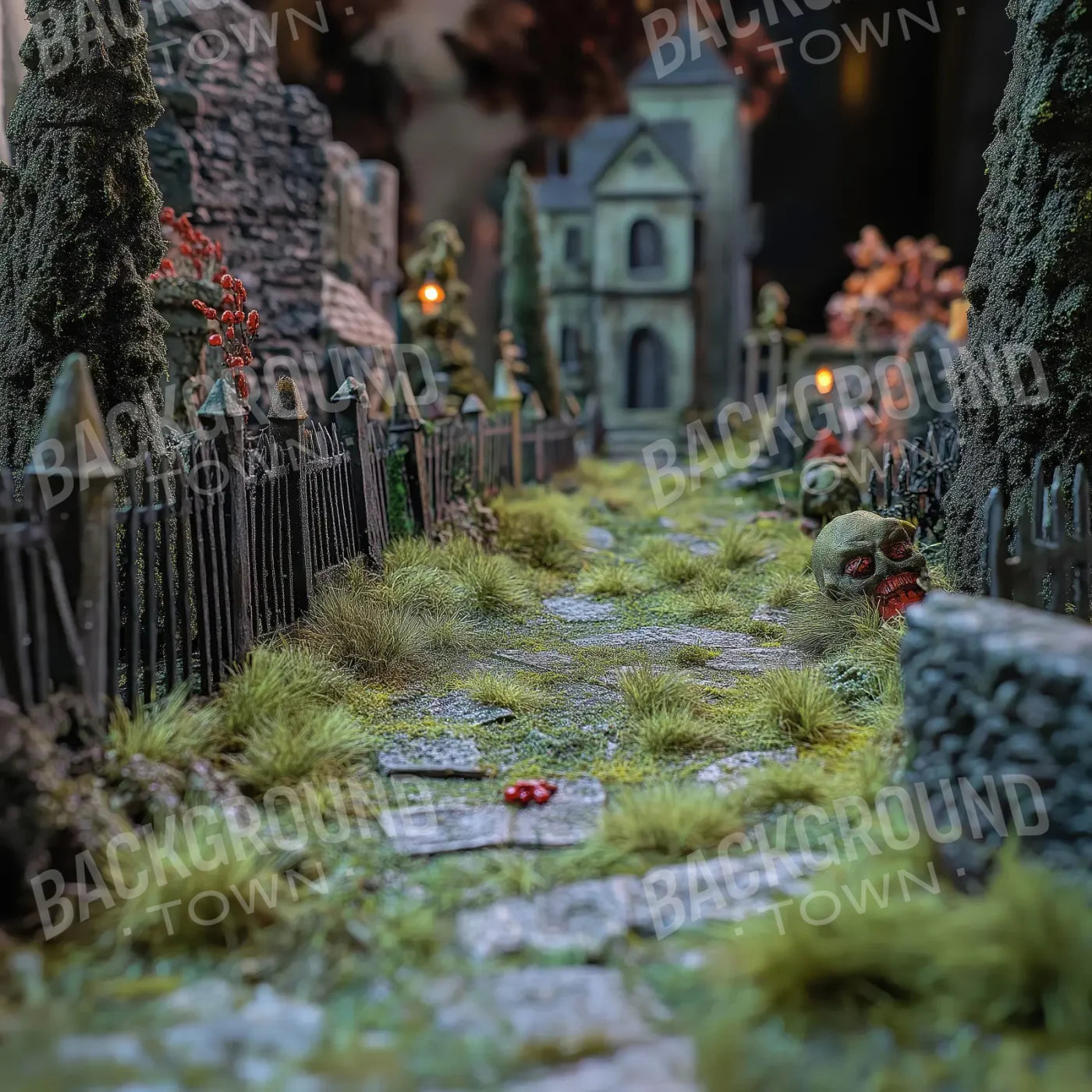 Walk Through Zombie Graveyard2 8’x8’ Fleece (96 x 96 inch) Backdrop