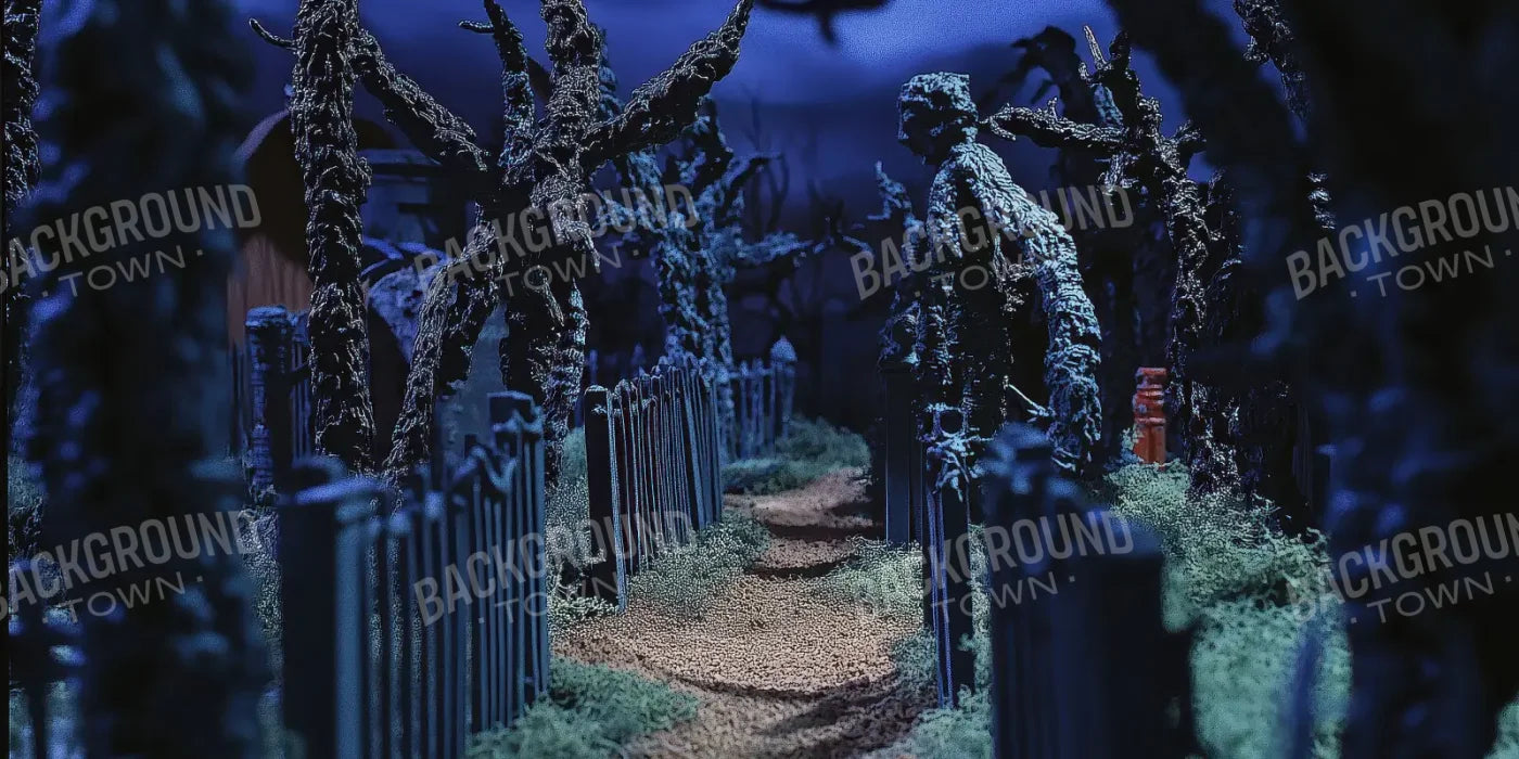 Walkway Through A Cemetary2 16’x8’ UltraCloth (192 x 96 inch) Backdrop