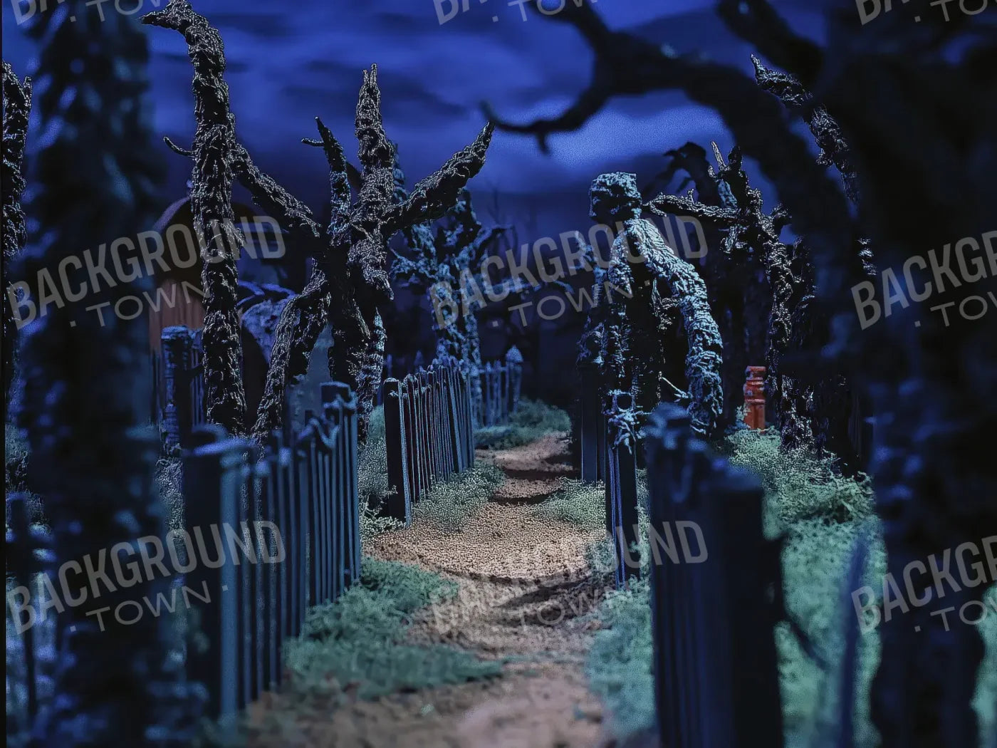 Walkway Through A Cemetary2 6’8x5’ Fleece (80 x 60 inch) Backdrop