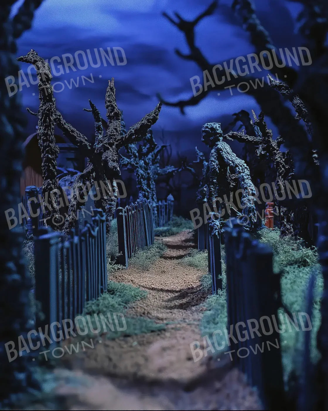 Walkway Through A Cemetary2 8’x10’ Fleece (96 x 120 inch) Backdrop