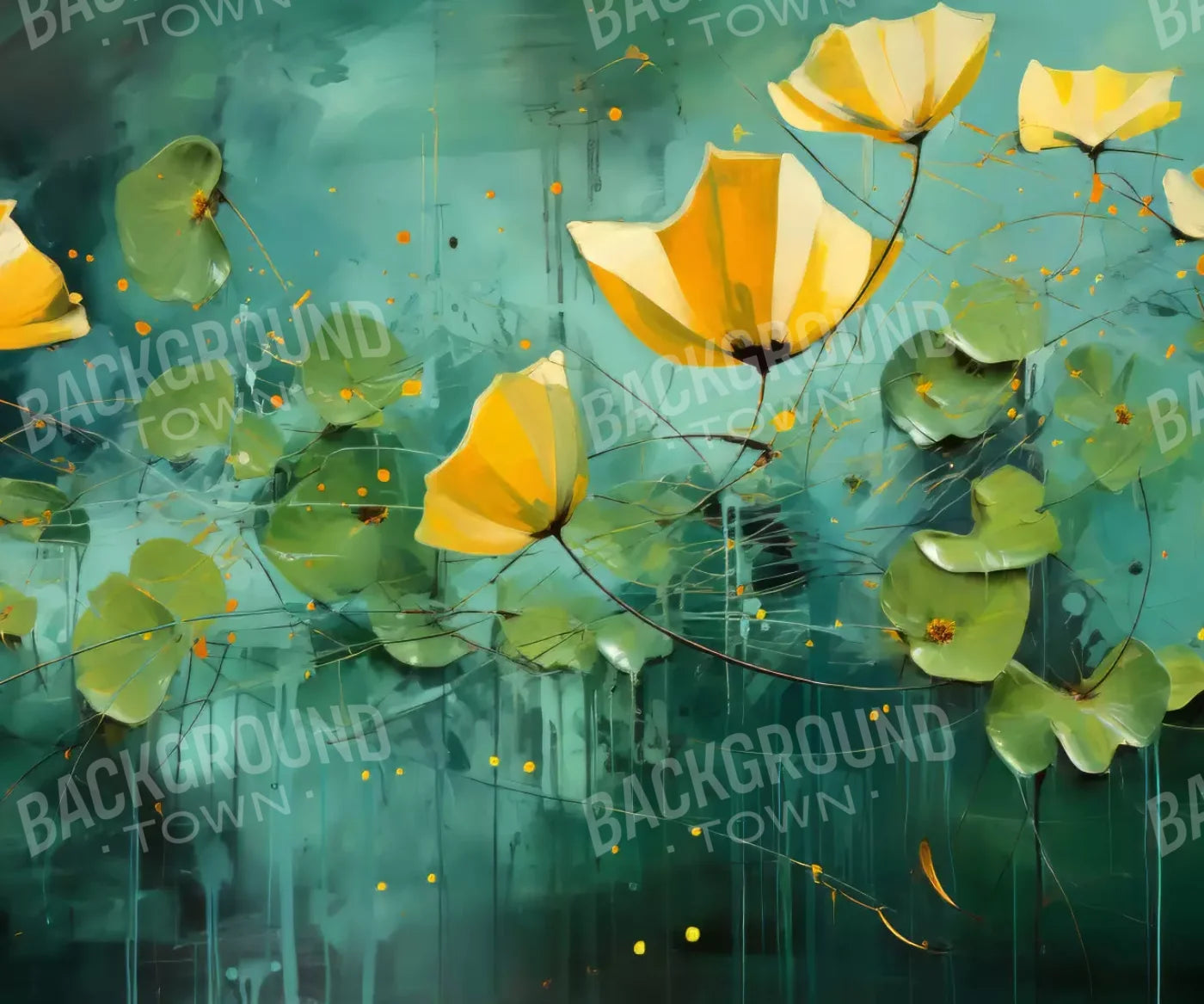 Water Flowers 5’X4’2 Fleece (60 X 50 Inch) Backdrop