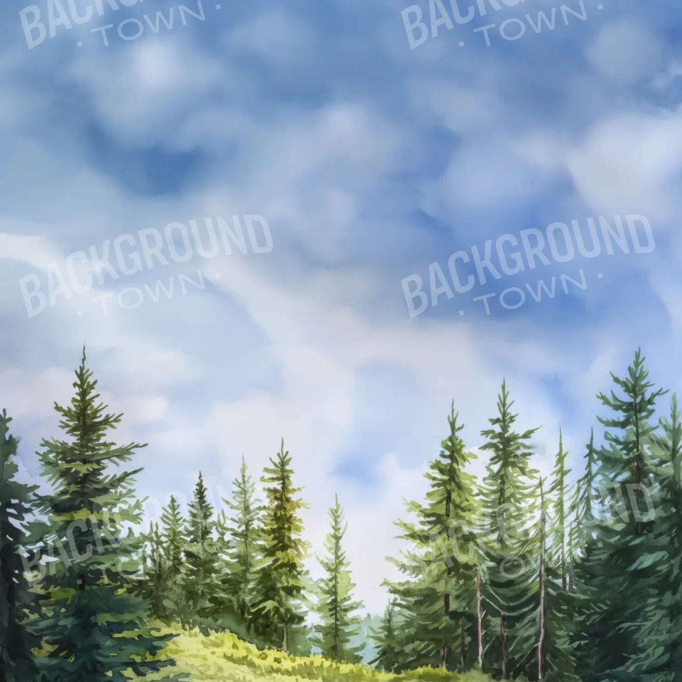 Watercolor Forest 8’x8’ Fleece (96 x 96 inch) Backdrop